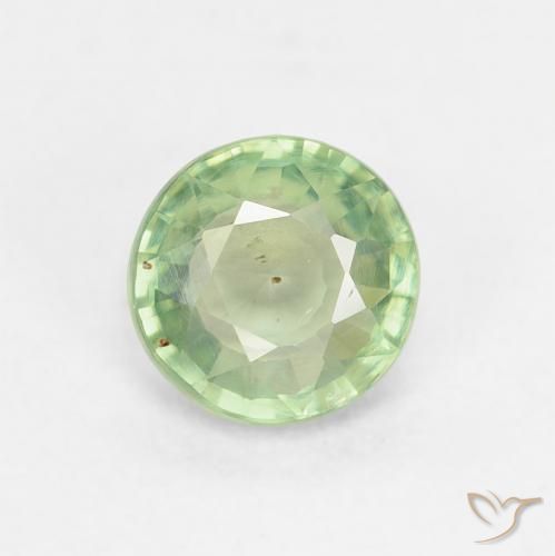 0.81ct Натуральный Средний зеленый Сапфир, Круглый, Чистота VS