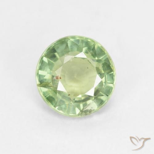0.82ct Натуральный Желто-зеленый Сапфир, Круглый, Чистота VS