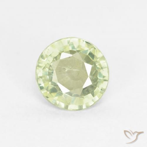0.61ct Натуральный Светло-зеленый Сапфир, Круглый, Чистота VS