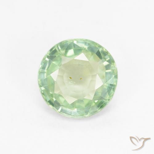 0.83ct Натуральный Очень светло-зеленый Сапфир, Круглый, Чистота VS