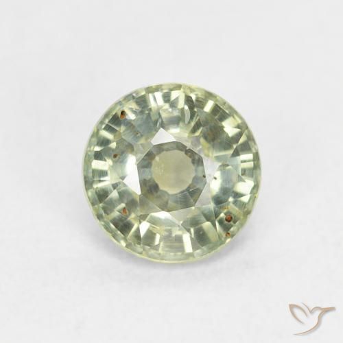 0.83ct Натуральный Бледно-зеленый Сапфир, Круглый, Чистота VS
