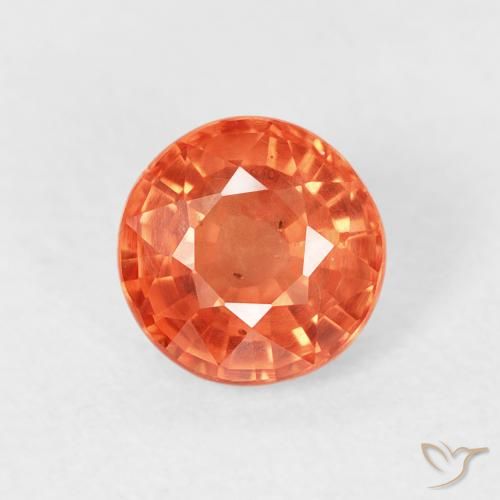 0.87ct Натуральный Красновато-оранжевый Сапфир, Круглый, Чистота VS