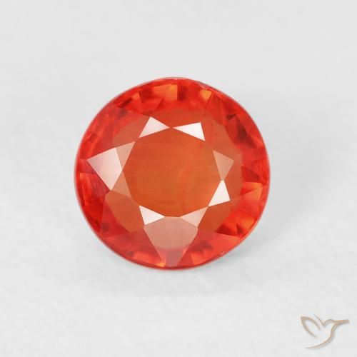 0.73ct Натуральный Красновато-оранжевый Сапфир, Круглый, Чистота VS