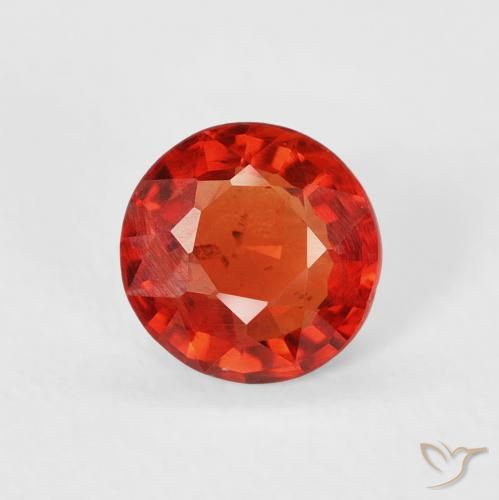 0.62ct Натуральный Интенсивный красный апельсин Сапфир, Круглый, Чистота VS