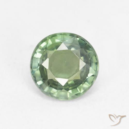 0.80ct Натуральный Светлый лесной зеленый Сапфир, Круглый, Чистота VS