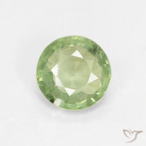 0.89ct Натуральный Лаймово-зеленый Сапфир, Круглый, Чистота VS