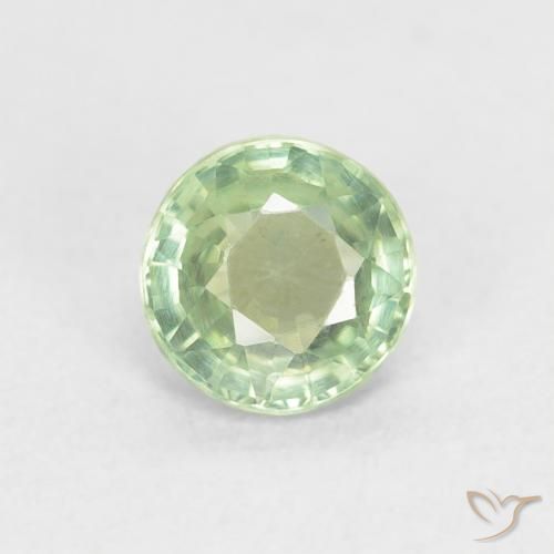 0.61ct Натуральный Светло-зеленый Сапфир, Круглый, Чистота VS