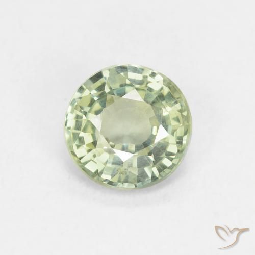 0.86ct Натуральный Светло-зеленый Сапфир, Круглый, Чистота VS
