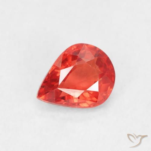 0.47ct Натуральный Интенсивный красный апельсин Сапфир, Форма груши, VVS-VS
