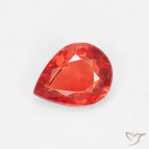 0.41ct Натуральный Яркий малиновый красно-оранжевый Сапфир, Форма груши, VVS-VS