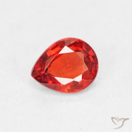 0.42ct Натуральный Яркий малиновый красно-оранжевый Сапфир, Форма груши, VVS-VS