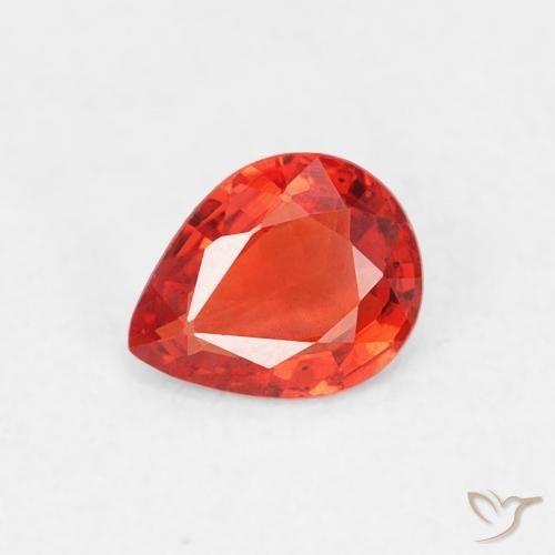 0.37ct Натуральный Интенсивный красный апельсин Сапфир, Форма груши, VVS-VS