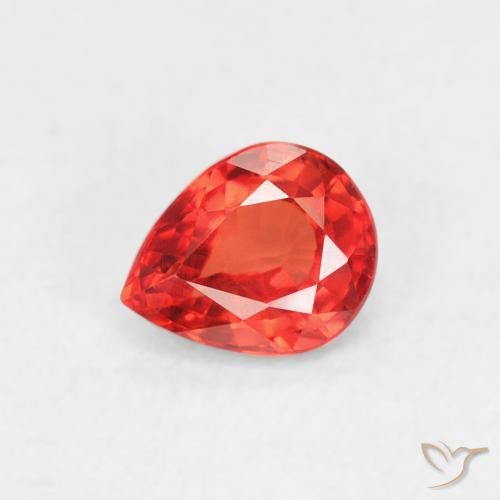 0.43ct Натуральный Яркий малиновый красно-оранжевый Сапфир, Форма груши, VVS-VS