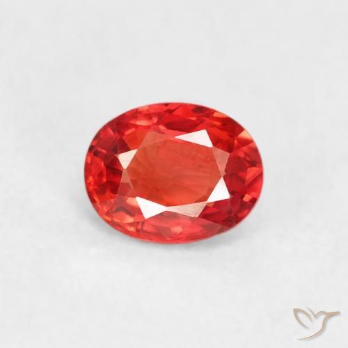 0.42ct Натуральный Интенсивный красный апельсин Сапфир, Овал, VVS-VS