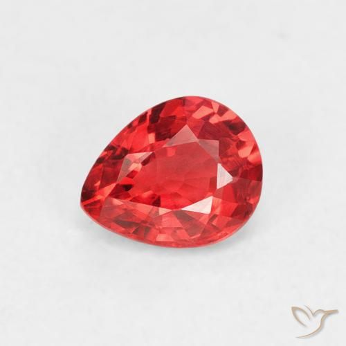 0.48ct Натуральный Ярко-красный Сапфир, Форма груши, Чистота VVS