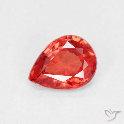 0.39ct Натуральный Интенсивный красный апельсин Сапфир, Форма груши, VVS-VS