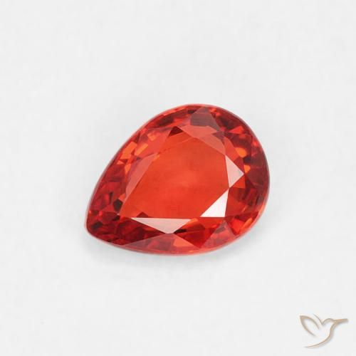 0.38ct Натуральный Интенсивный красный апельсин Сапфир, Форма груши, VVS-VS