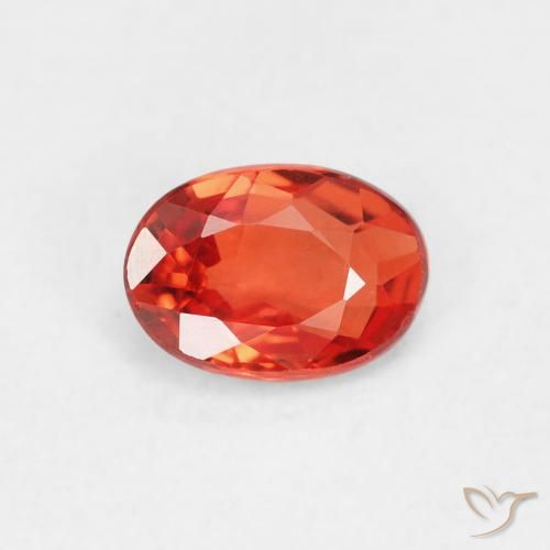 0.61ct Натуральный Красновато-оранжевый Сапфир, Овал, VVS-VS