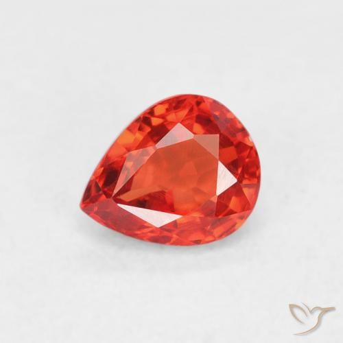 0.54ct Натуральный Интенсивный красный апельсин Сапфир, Форма груши, VVS-VS