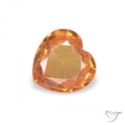 0.38ct Натуральный Темно-оранжевый Сапфир, Сердце, Чистота VVS