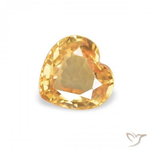 0.42ct Натуральный Светло-оранжево-золотой Сапфир, Сердце, Чистота VVS