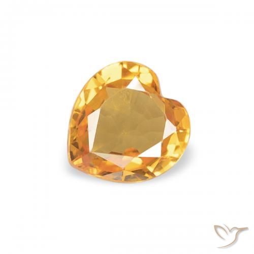 0.37ct Натуральный Темно-оранжево-золотой Сапфир, Сердце, Чистота VVS