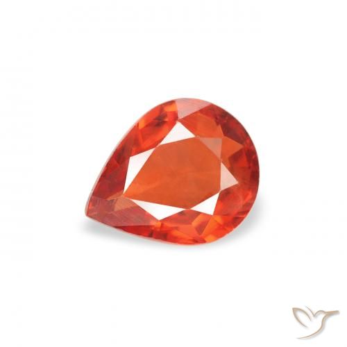 0.45ct Натуральный Огонь Оранжевый Сапфир, Форма груши, Чистота VS