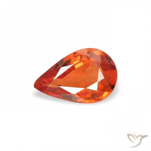 0.44ct Натуральный Красновато-оранжевый Сапфир, Форма груши, Чистота VS