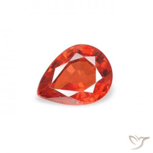0.44ct Натуральный Янтарный Апельсин Сапфир, Форма груши, Чистота VS