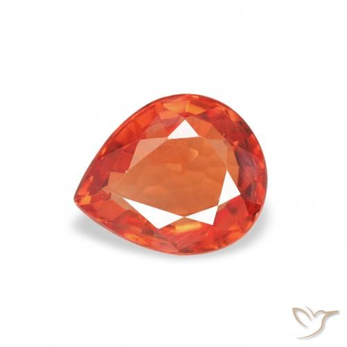 0.67ct Натуральный Красновато-оранжевый Сапфир, Форма груши, Чистота VVS