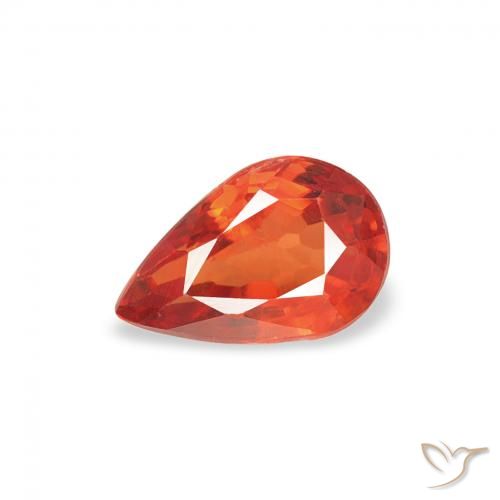 0.50ct Натуральный Красновато-оранжевый Сапфир, Форма груши, Чистота VS