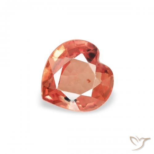 0.30ct Натуральный Оранжево-Красный Сапфир, Сердце, Чистота VS