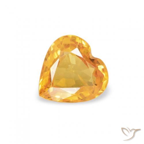 0.43ct Натуральный Оранжево-золотой Сапфир, Сердце, Чистота VS