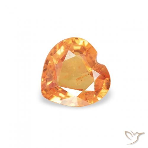 0.37ct Натуральный Ярко-оранжевый Сапфир, Сердце, Чистота VS