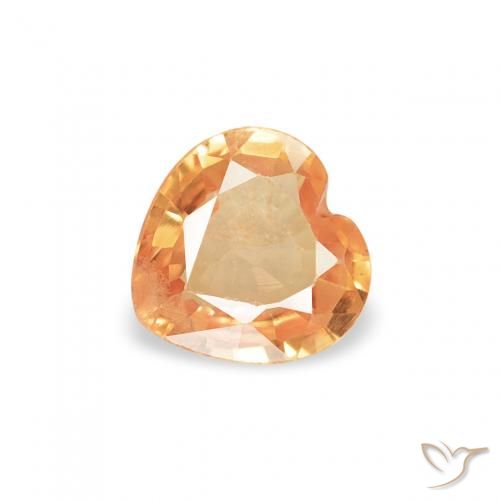 0.39ct Натуральный Интенсивный апельсин Сапфир, Сердце, Чистота VS