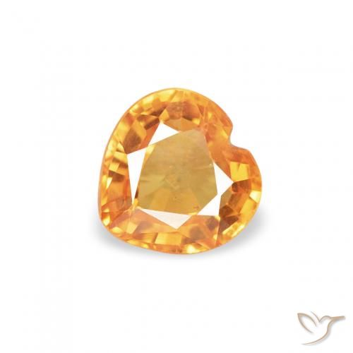 0.42ct Натуральный Оранжево-золотой Сапфир, Сердце, Чистота VS