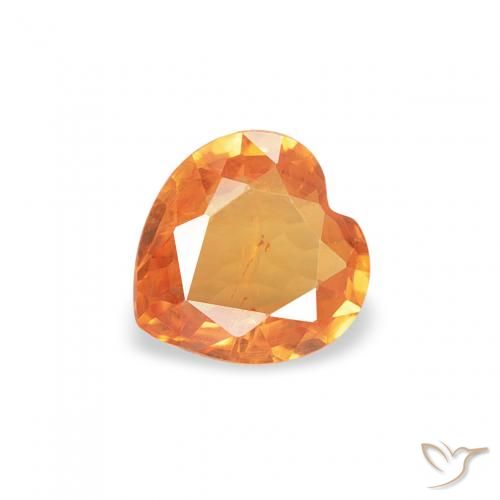 0.35ct Натуральный Ярко-оранжевый Сапфир, Сердце, Чистота VS