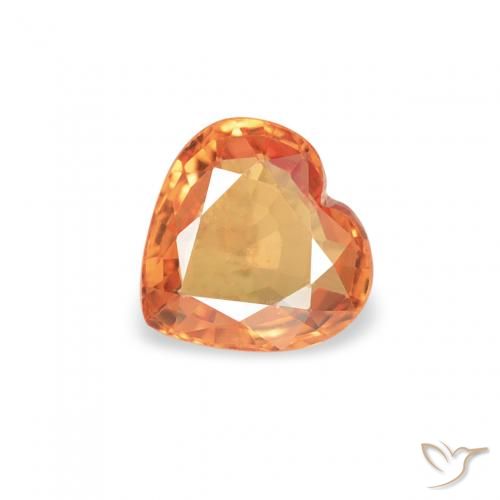 0.38ct Натуральный Ярко-оранжевый Сапфир, Сердце, Чистота VS