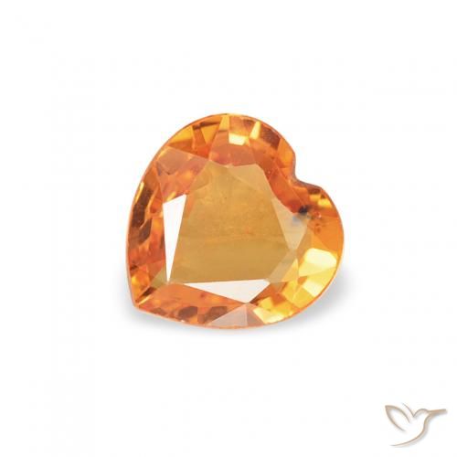 0.39ct Натуральный Абрикос Апельсин Сапфир, Сердце, Чистота VS