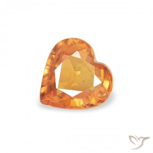 0.35ct Натуральный Абрикос Апельсин Сапфир, Сердце, Чистота VS