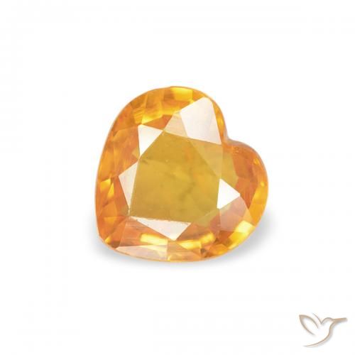 0.38ct Натуральный Абрикос Апельсин Сапфир, Сердце, Чистота VS