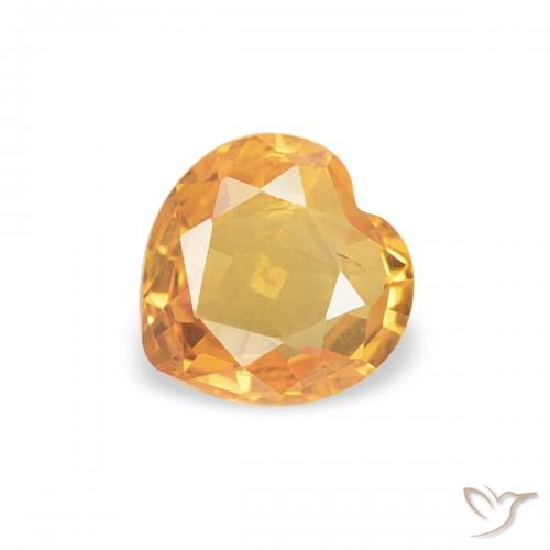 0.37ct Натуральный Интенсивный апельсин Сапфир, Сердце, Чистота VS