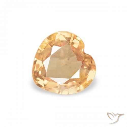 0.41ct Натуральный Интенсивный апельсин Сапфир, Сердце, Чистота VS