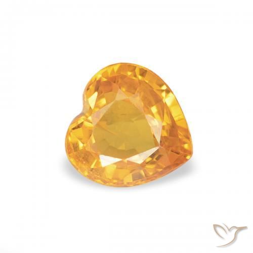 0.43 карата, натуральный Medium Light-Orange Сапфир, Сердце, Чистота VS