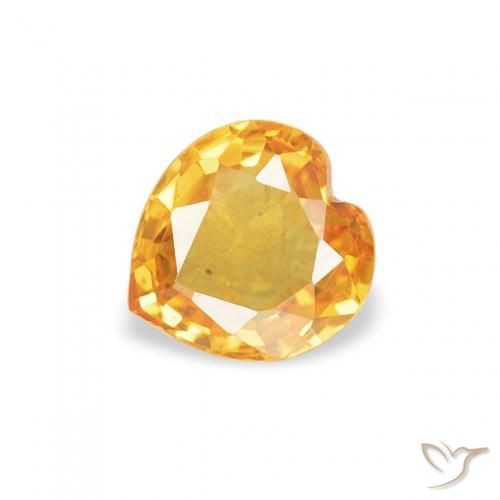 0.43ct Натуральный Темно-золотой апельсин Сапфир, Сердце, VVS-VS