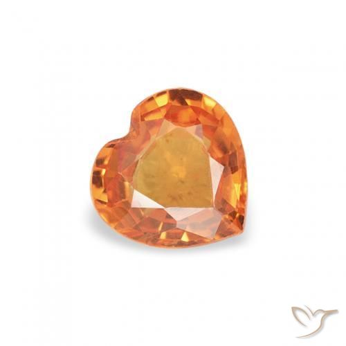 0.37ct Натуральный Ярко-оранжевый Сапфир, Сердце, VVS-VS