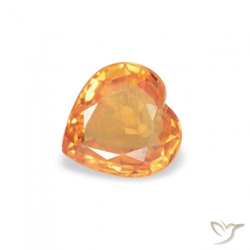 0.39ct Натуральный Глубокий оранжево-золотой Сапфир, Сердце, VVS-VS
