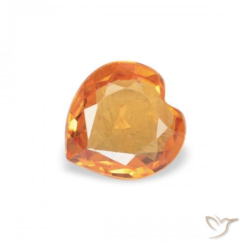 0.35ct Натуральный Темно-оранжевый Сапфир, Сердце, VVS-VS