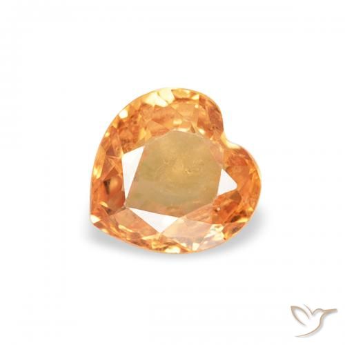 0.42ct Натуральный Интенсивный апельсин Сапфир, Сердце, Чистота VS