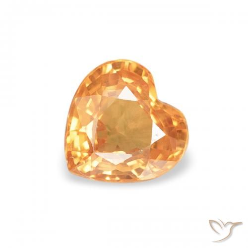 0.45ct Натуральный Ярко-оранжевый Сапфир, Сердце, Чистота VS